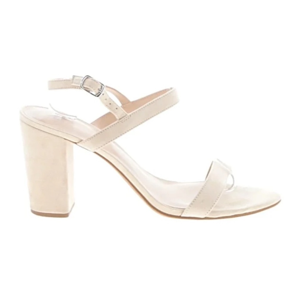 bp Cream Block Heel Sandal with Ankle Strap